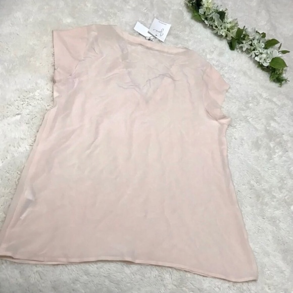 NWT Nude blush pink v neck Joie top soft sheer - Picture 2 of 3